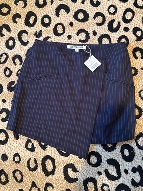 Walter Baker Navy Pinstripe Wrap Skort